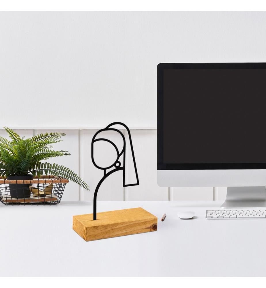 Decorative Object, Wooden, Black, 100% Metal (Thickness: 1,5 Mm), Base: 100% Wood (Thickness: 4 Cm)