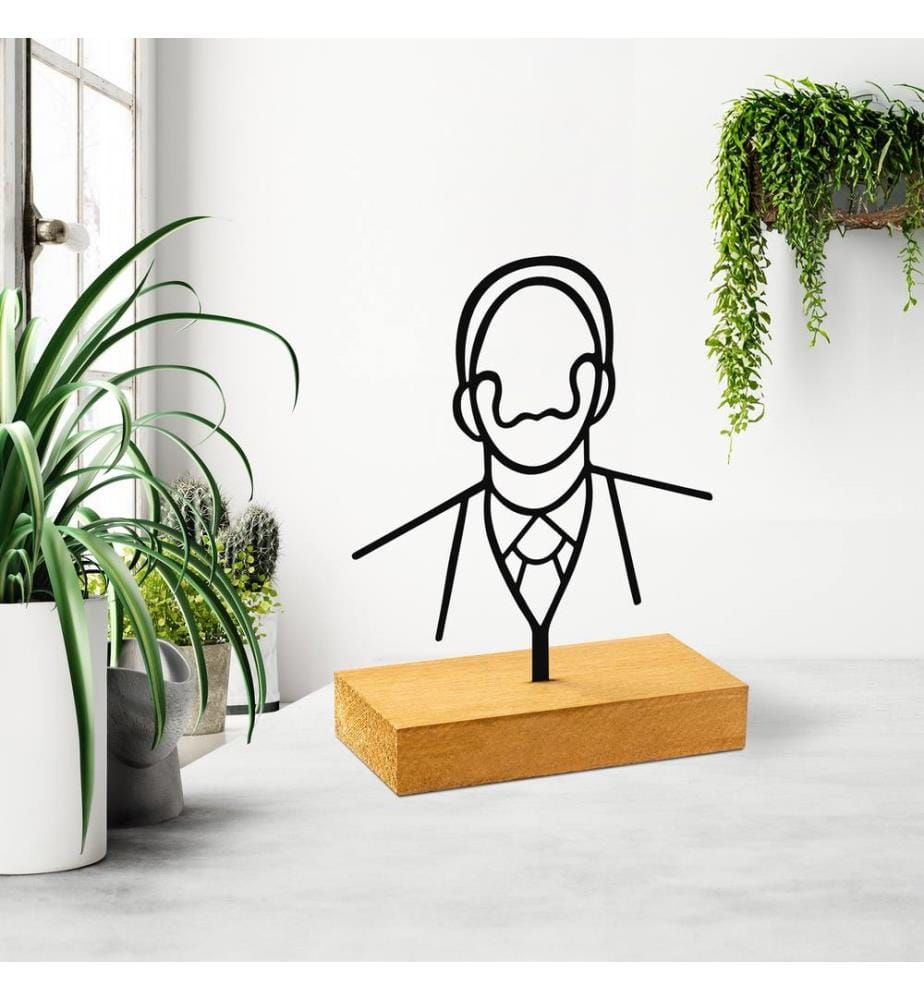 Decorative Object, Wooden, Black, 100% Metal (Thickness: 1,5 Mm), Base: 100% Wood (Thickness: 4 Cm)