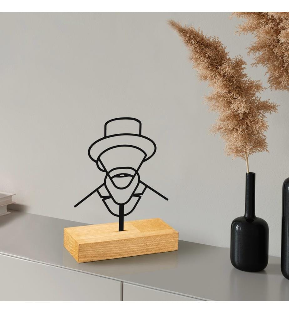 Decorative Object, Wooden, Black, 100% Metal (Thickness: 1,5 Mm), Base: 100% Wood (Thickness: 4 Cm)