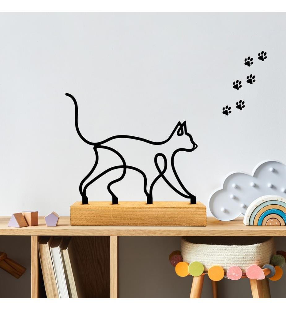 Decorative Object, Wooden, Black, 100% Metal (Thickness: 1,5 Mm), Base: 100% Wood (Thickness: 4 Cm)