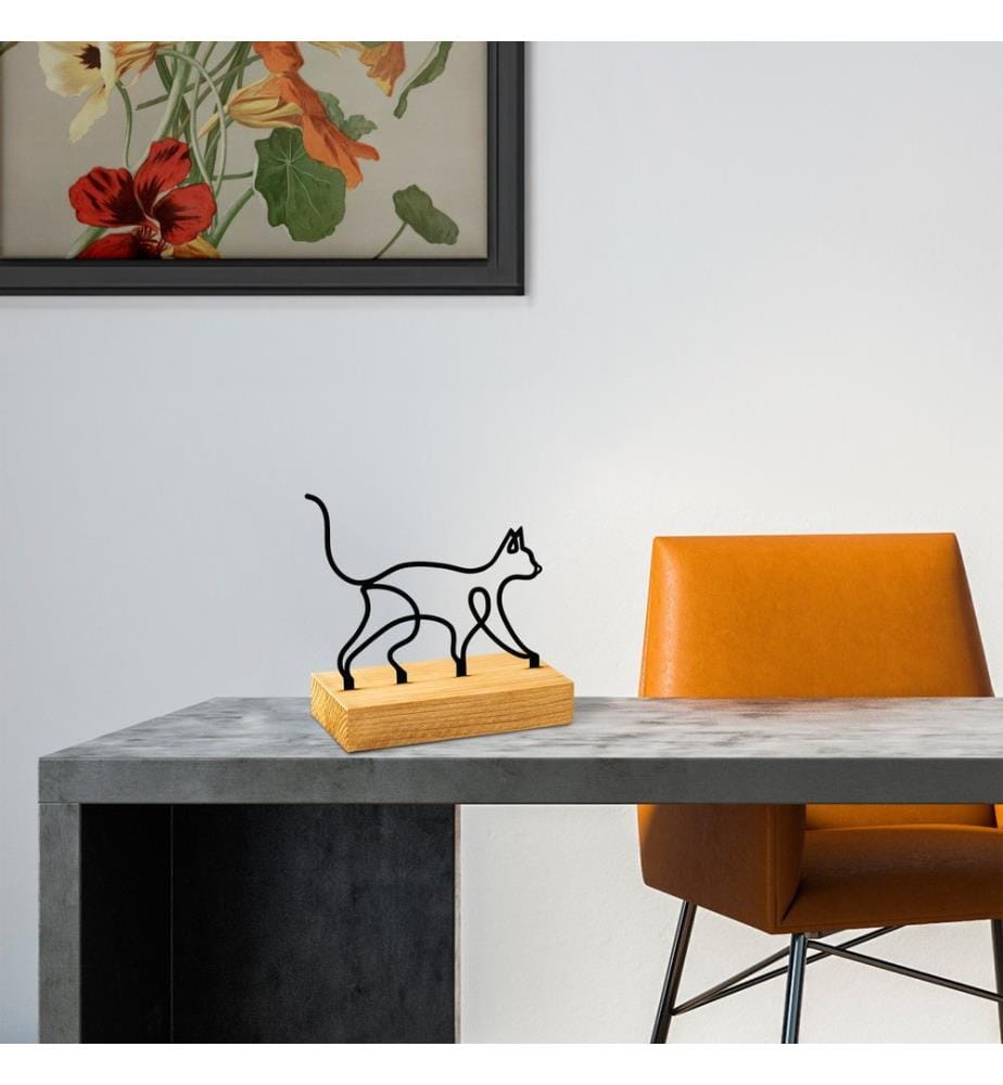 Decorative Object, Wooden, Black, 100% Metal (Thickness: 1,5 Mm), Base: 100% Wood (Thickness: 4 Cm)