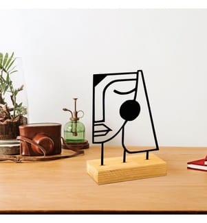 Objet décoratif, en bois, noir, 100% métal (Epaisseur : 1,5 Mm), socle : 100% bois (Epaisseur : 4 cm)
