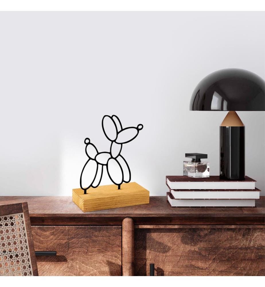 Decorative Object, Wooden, Black, 100% Metal (Thickness: 1,5 Mm), Base: 100% Wood (Thickness: 4 Cm)