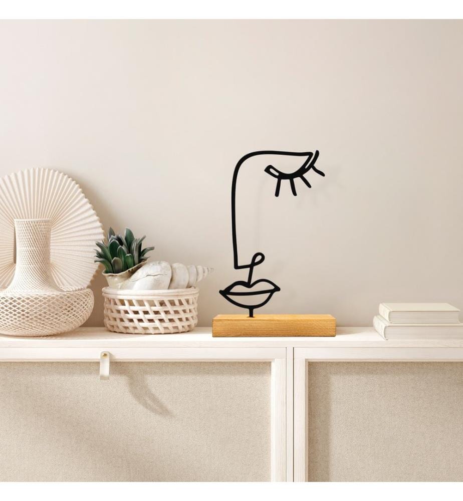 Objet décoratif, Bois, Noir, 100% Métal (Epaisseur : 1,5 Mm), Base : 100% bois (Epaisseur : 4 cm)