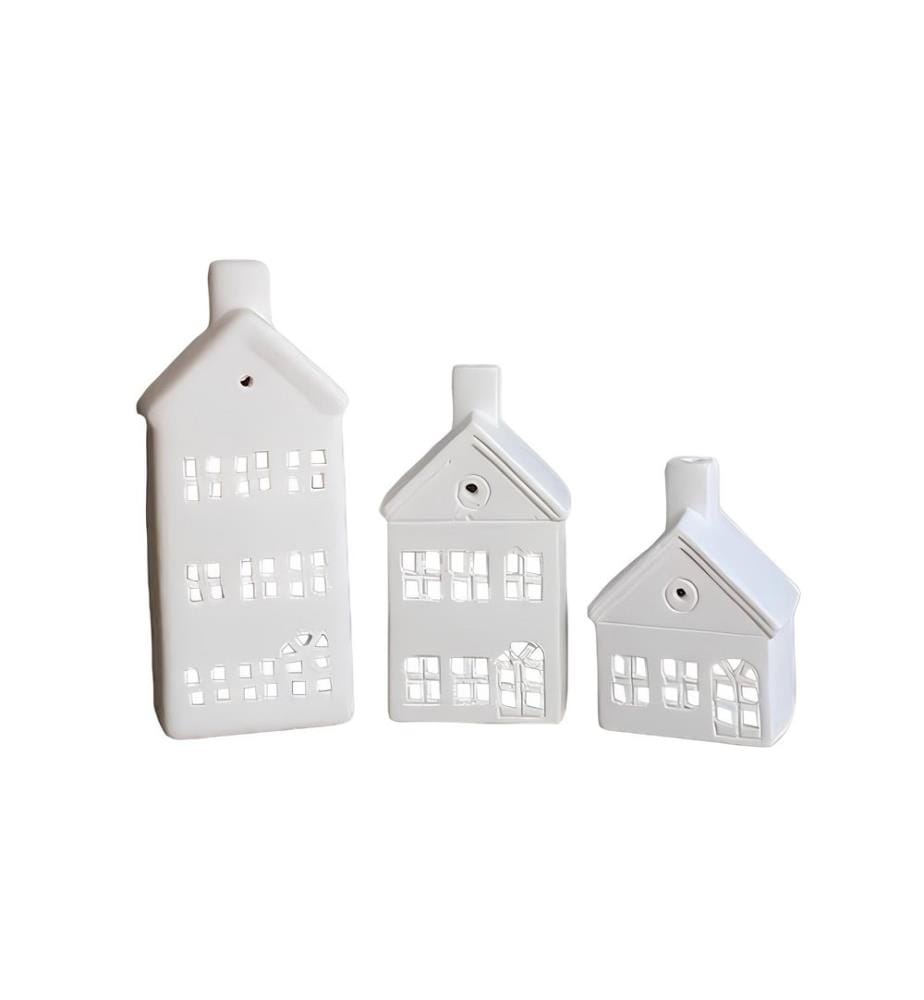 Decorative Object Set, 3 Pieces, White, 100% CERAMIC