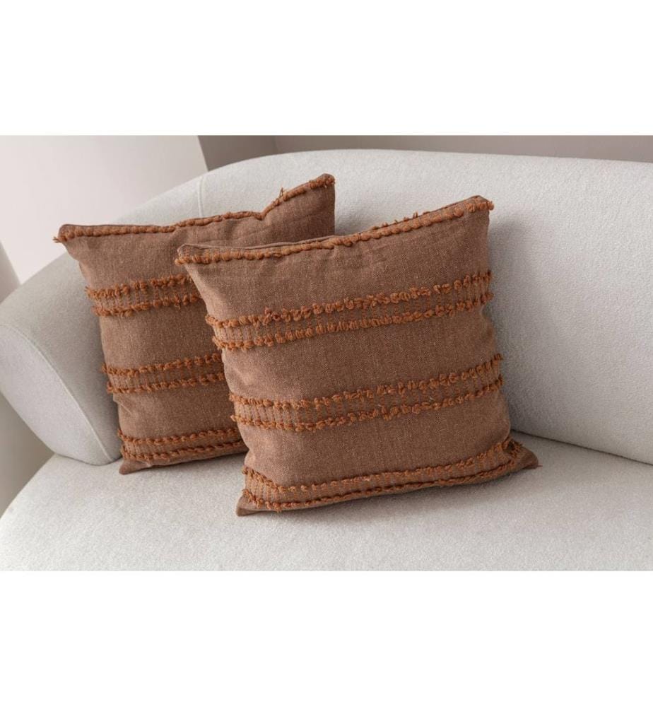 Ensemble de housses de coussin, 2 pièces, marron, tissu : 100 % POLYESTER