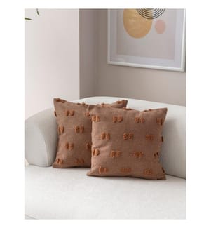 Ensemble de housses de coussin, 2 pièces, marron, tissu : 100 % POLYESTER