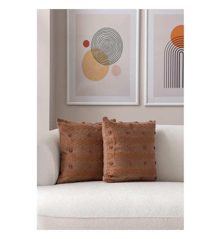 Ensemble de housses de coussin, 2 pièces, marron, tissu : 100 % POLYESTER