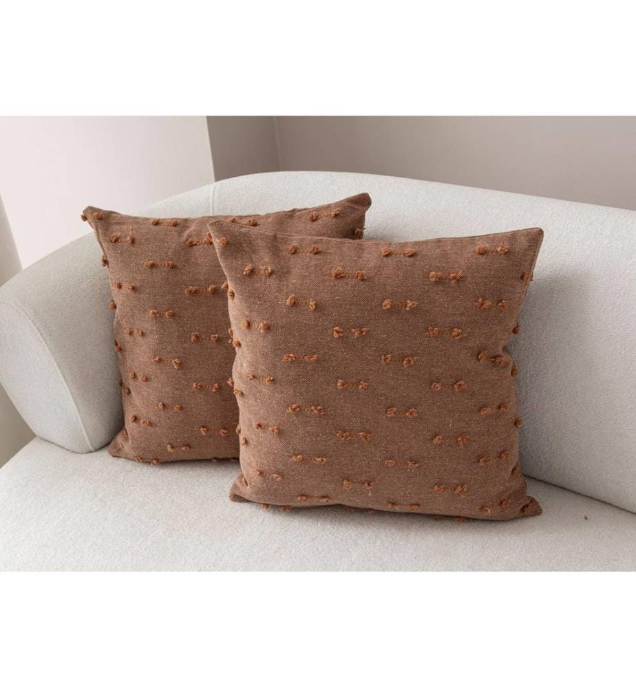 Ensemble de housses de coussin, 2 pièces, marron, tissu : 100 % POLYESTER