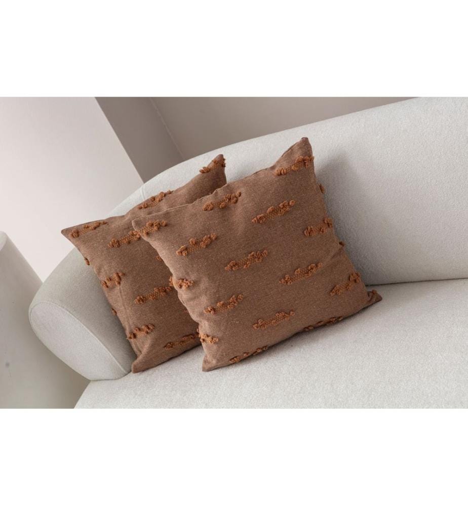 Ensemble de housses de coussin, 2 pièces, marron, tissu : 100 % POLYESTER