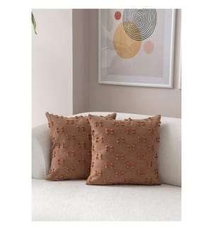 Ensemble de housses de coussin, 2 pièces, marron, tissu : 100 % POLYESTER