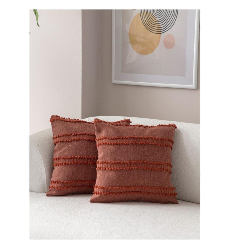 Ensemble de housses de coussin, 2 pièces, rouge carreau, tissu : 100 % POLYESTER