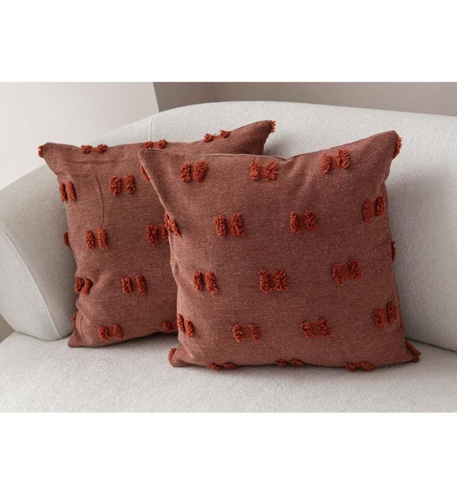 Ensemble de housses de coussin, 2 pièces, rouge carreau, tissu : 100 % POLYESTER