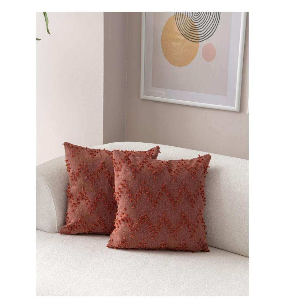 Ensemble de housses de coussin, 2 pièces, rouge carreau, tissu : 100 % POLYESTER