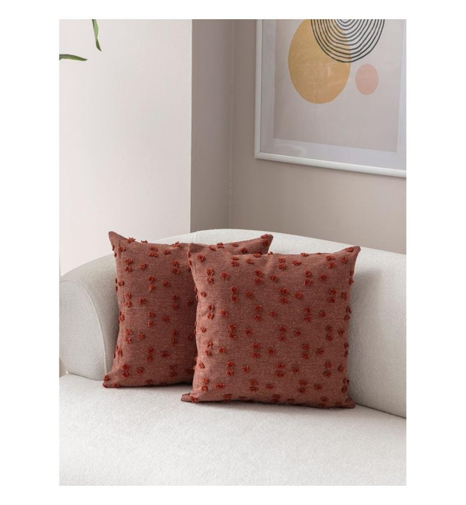 Ensemble de housses de coussin, 2 pièces, rouge carreau, tissu : 100 % POLYESTER