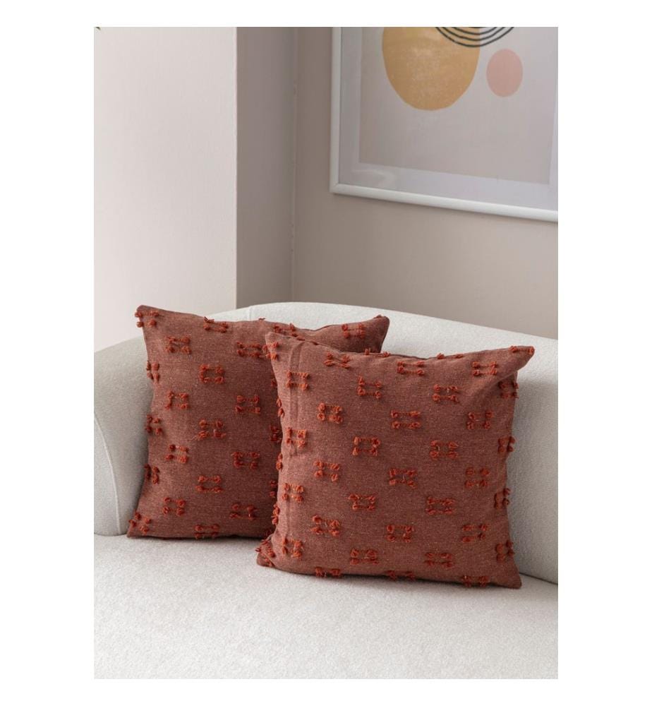 Ensemble de housses de coussin, 2 pièces, rouge carreau, tissu : 100 % POLYESTER