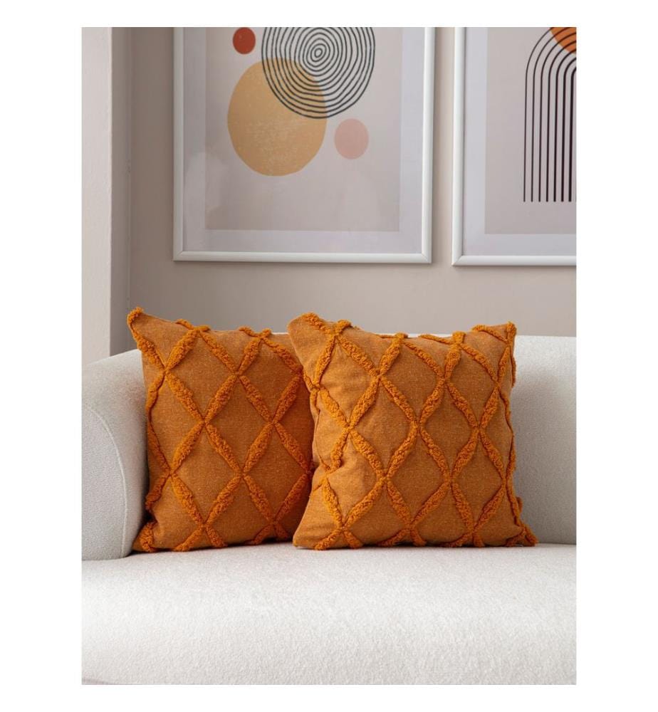 Ensemble de housses de coussin, 2 pièces, orange, tissu : 100 % POLYESTER