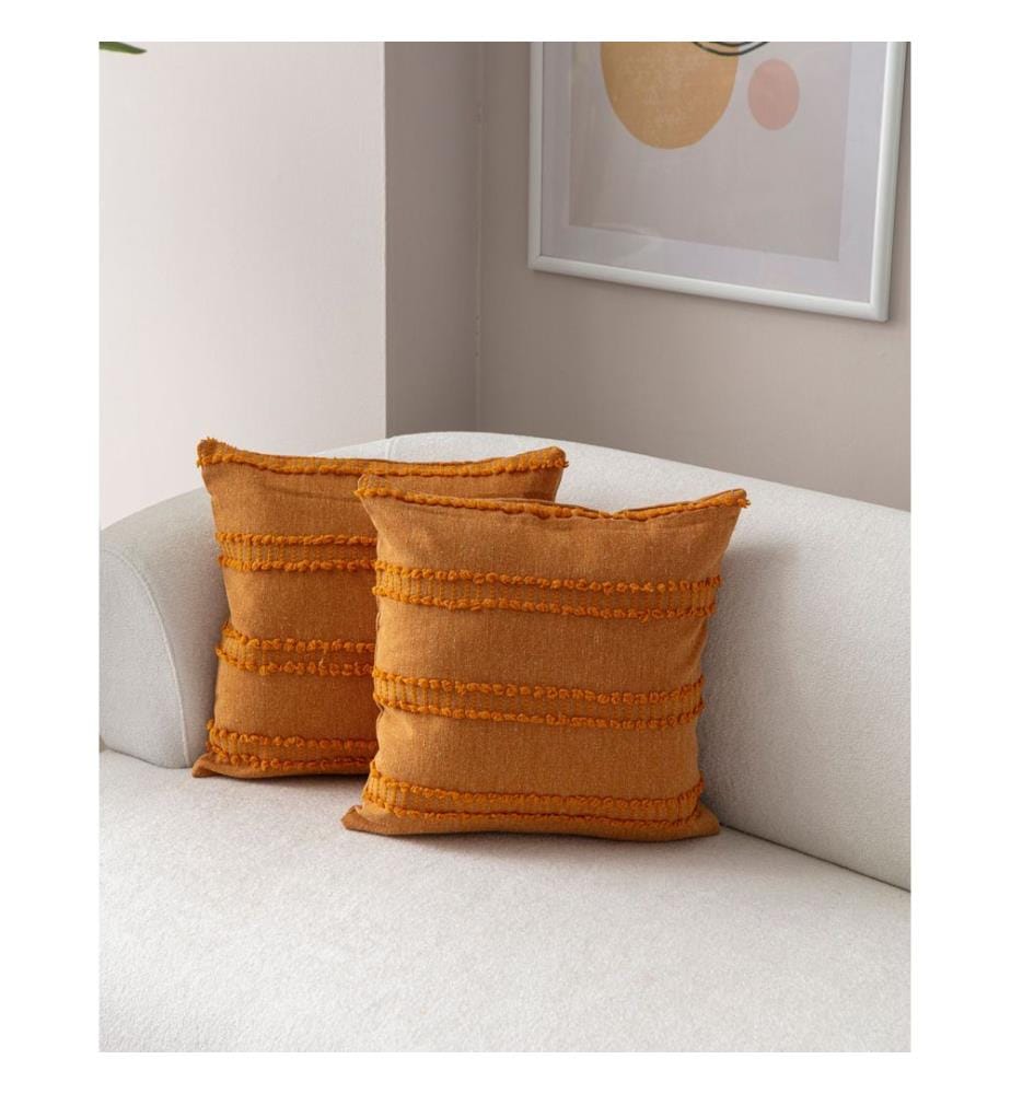 Ensemble de housses de coussin, 2 pièces, orange, tissu : 100 % POLYESTER