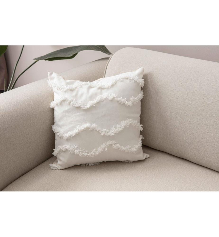 Cushion Cover Set, 2 Pieces, White, Fabric: 100% POLYESTER
