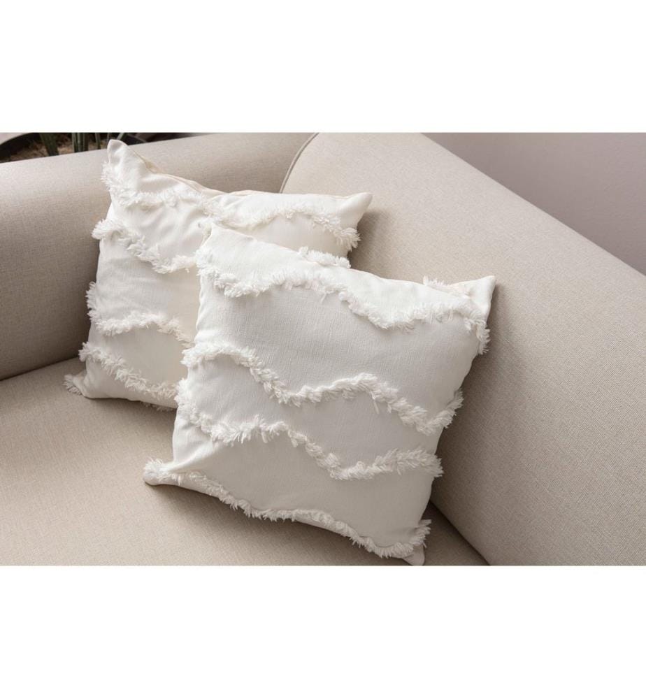 Cushion Cover Set, 2 Pieces, White, Fabric: 100% POLYESTER