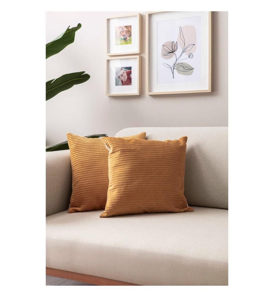 Ensemble de housses de coussin, 2 pièces, orange, tissu : 100 % POLYESTER