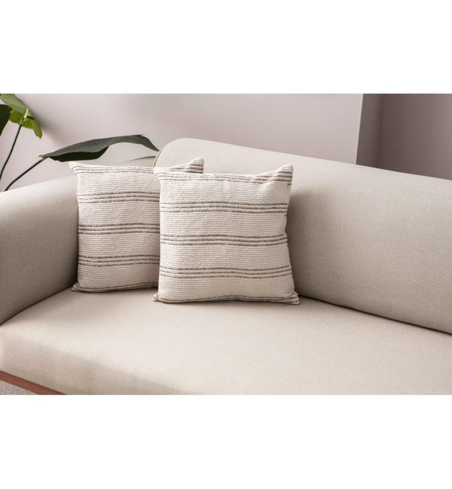 Ensemble de housses de coussin, 2 pièces, beige, tissu : 100 % POLYESTER