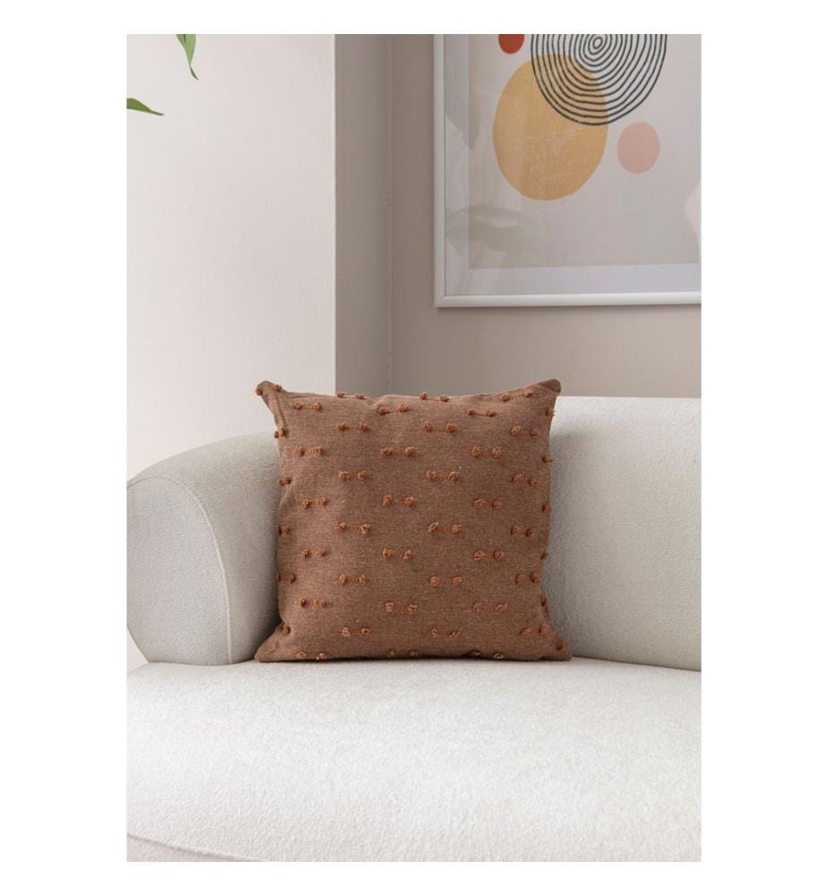 Housse de coussin, marron, tissu : 100 % POLYESTER