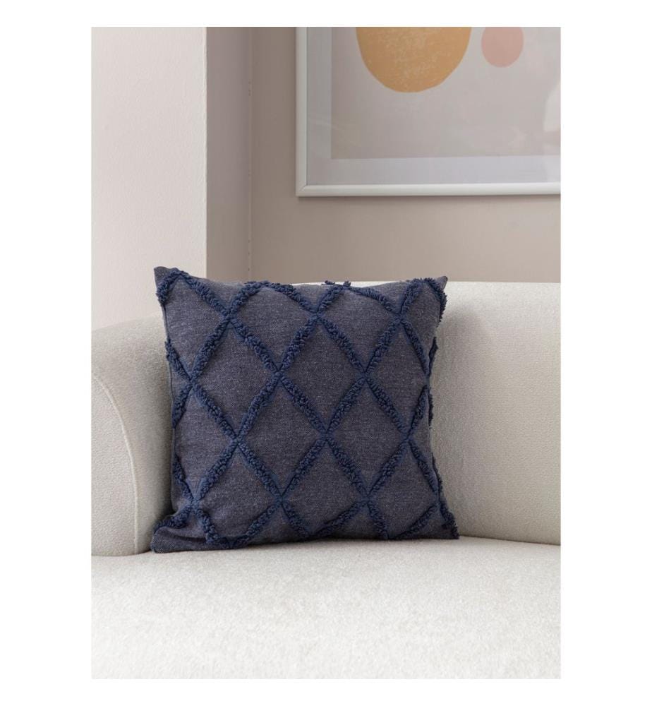 Housse de coussin, bleue, tissu : 100 % POLYESTER