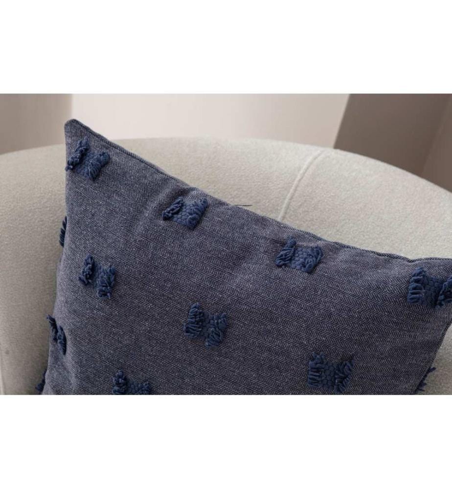 Housse de coussin, bleue, tissu : 100 % POLYESTER