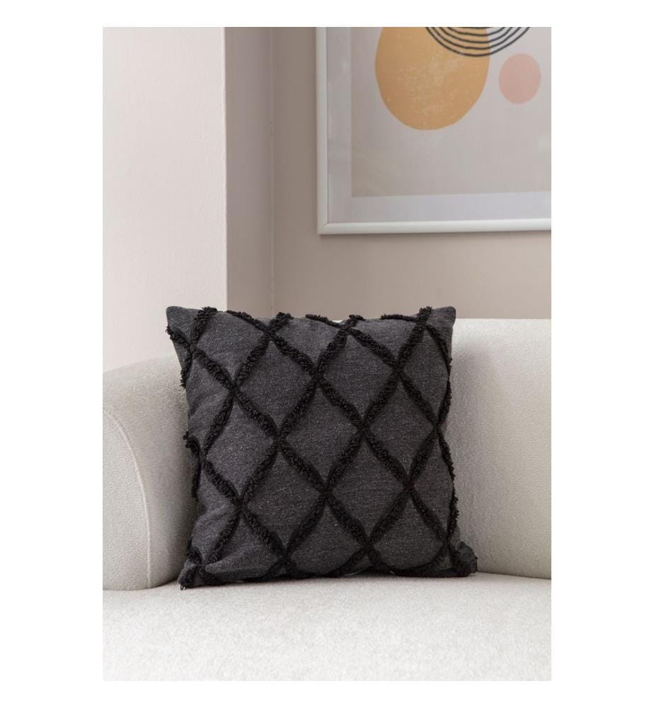 Housse de coussin, noir, tissu : 100 % POLYESTER