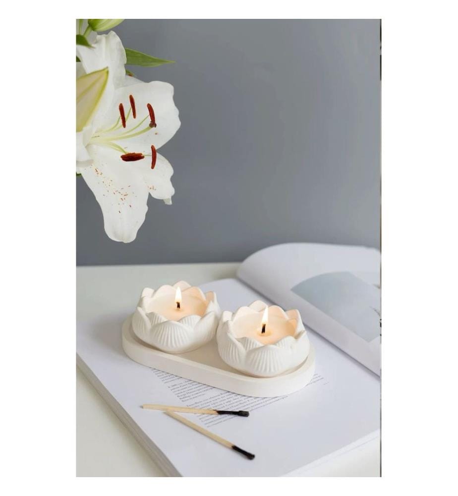 Ensemble de 2 bougies, 100 % cire de paraffine, blanches