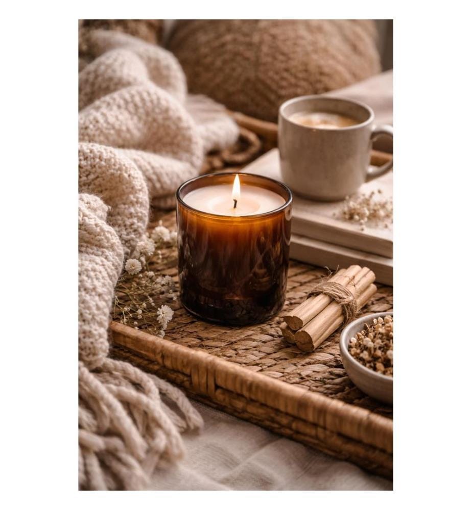 Bougie, 100 % VERRE, Ambre