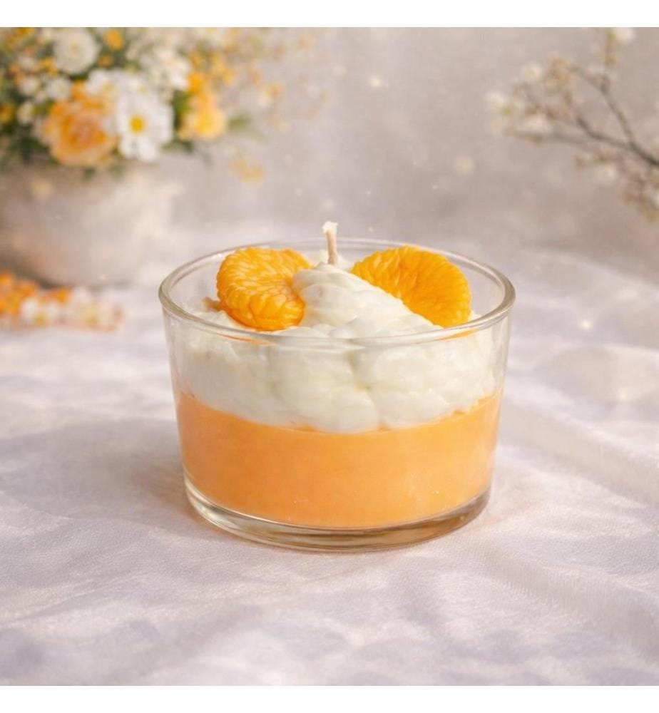 Kerze, 100 % Glas, Orange, Weiss