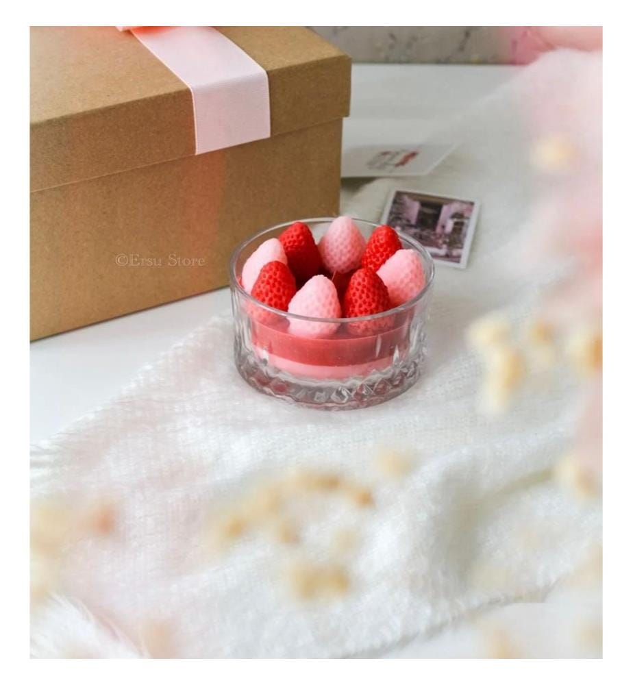 Bougie, 100 % VERRE, Rose, Rouge