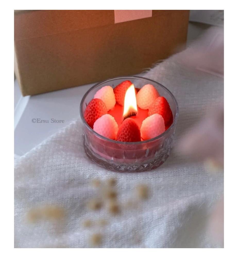 Bougie, 100 % VERRE, Rose, Rouge