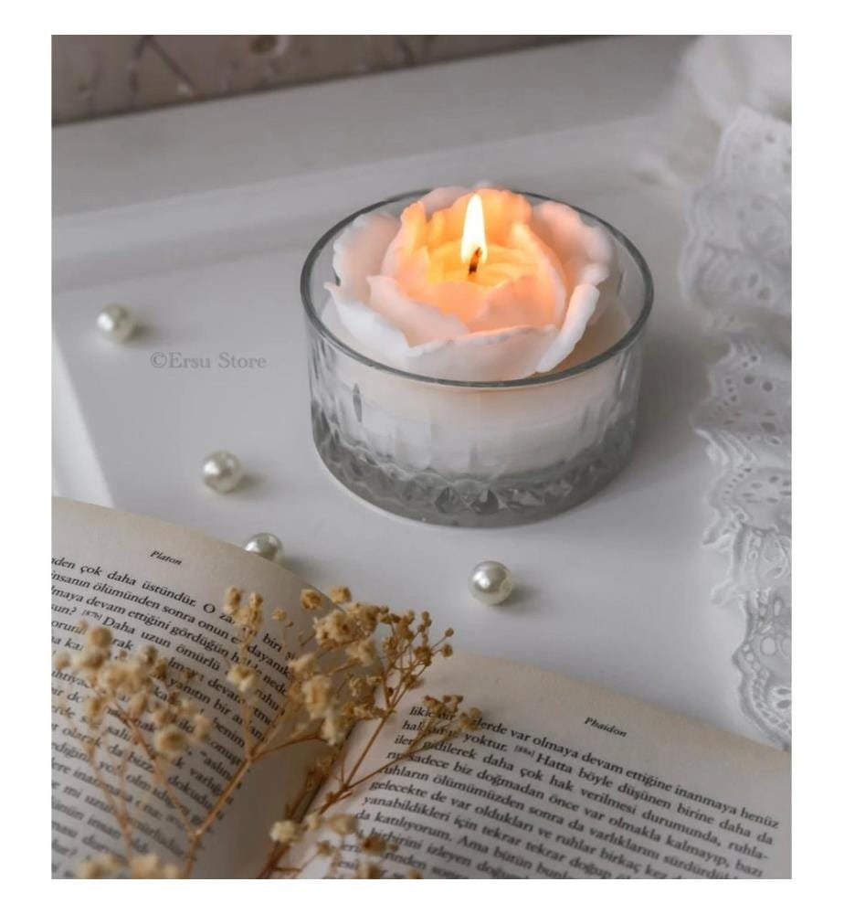 Bougie, 100 % verre, blanche