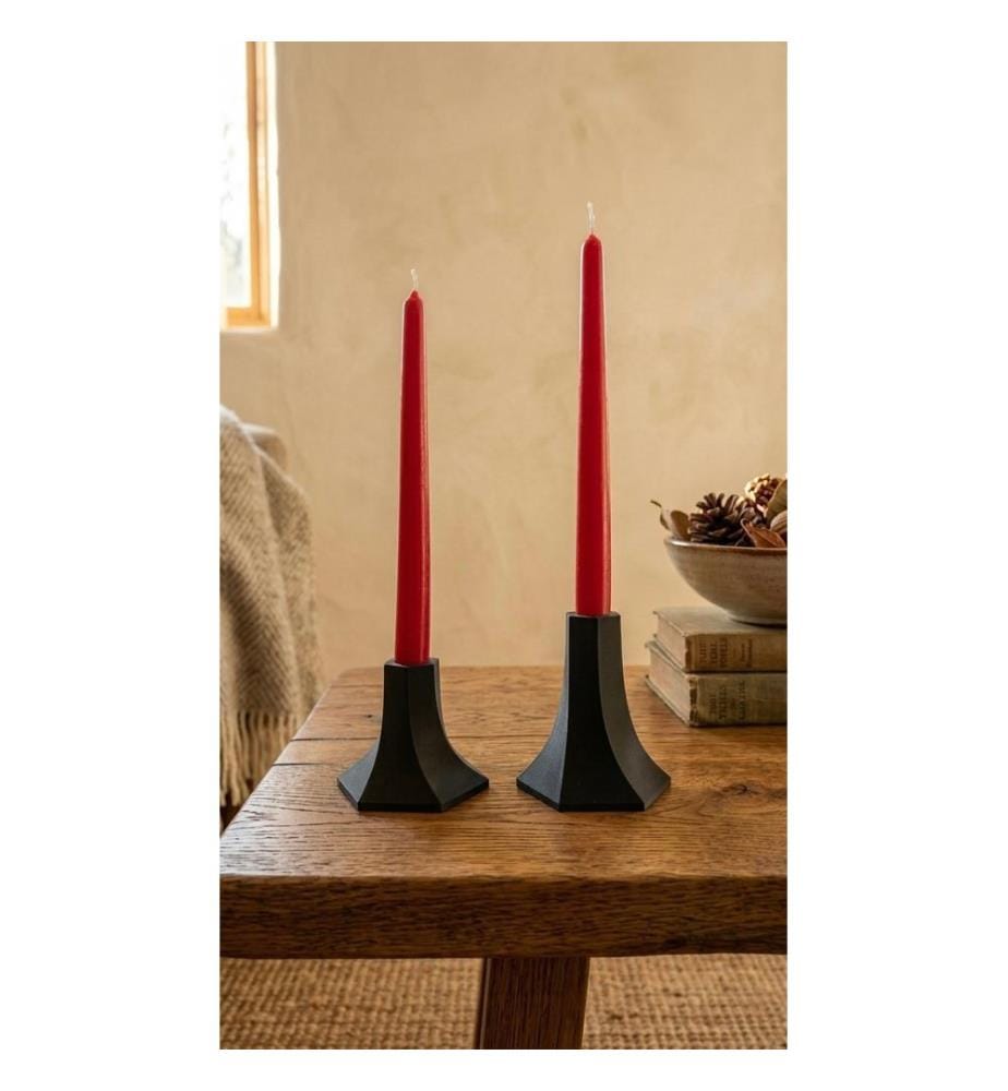 Ensemble de 4 bougeoirs, 100 % cire de paraffine, noir et rouge.