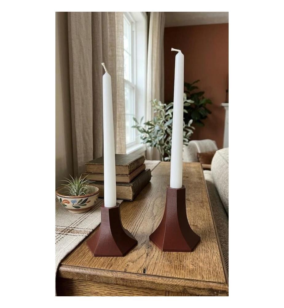 Kerzenständer-Set, 4-teilig, 100 % Paraffinwachs, Braun, Weiss
