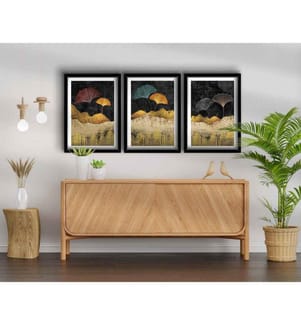 Dekorative gerahmte MDF-Gemälde, 3 Stück, Multicolor, 100% MDF, Holzrahmen