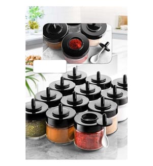 Gewürzglas-Set, 12-teilig, transparent, Glas, Kunststoff-Deckel