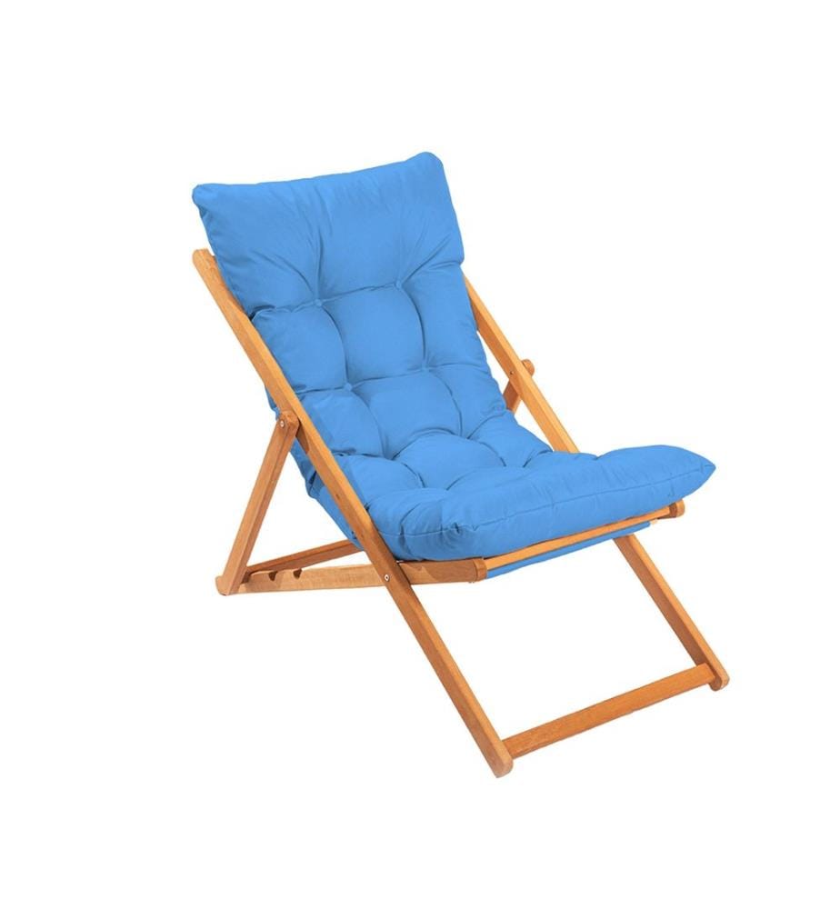 Chaise de jardin, Bleu, Naturel, Bois de hêtre