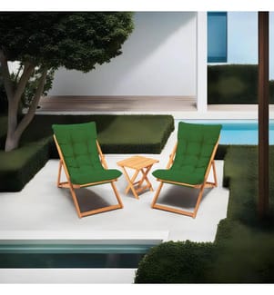 Ensemble table et chaises de jardin , 3 pièces, Vert , Naturel, Bois de hêtre