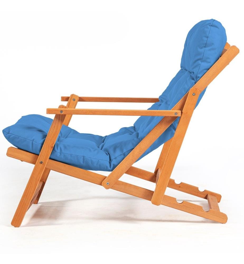 Ensemble table et chaises de jardin , 3 pièces, bleu, naturel, hêtre