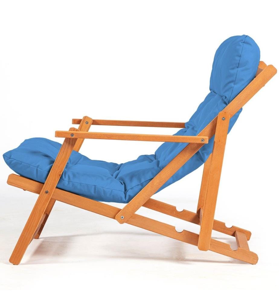 Ensemble table et chaises de jardin , 3 pièces, bleu, naturel, hêtre