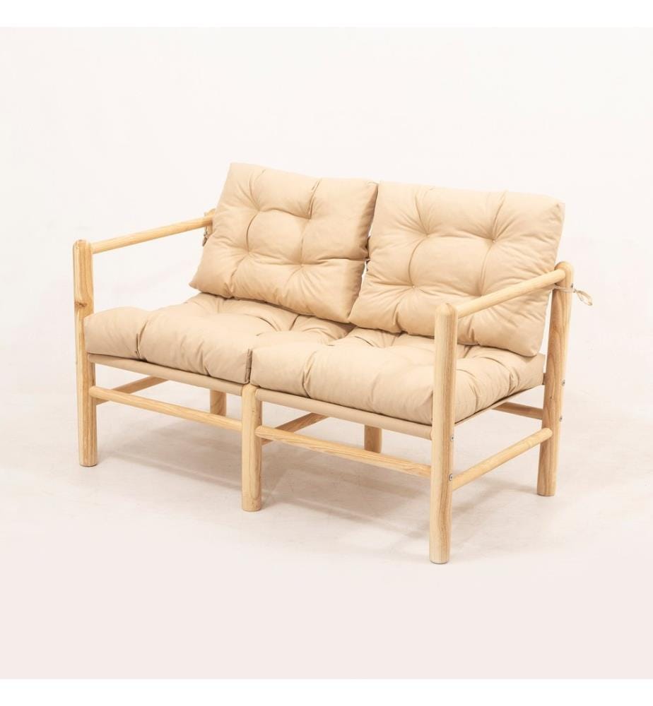 Ensemble table et chaises de jardin, 4 pièces, naturel, crème, Kestane Agaci