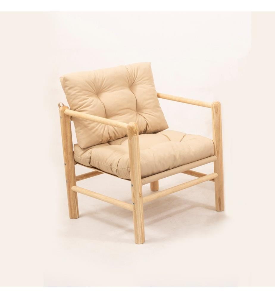 Ensemble table et chaises de jardin, 4 pièces, naturel, crème, Kestane Agaci