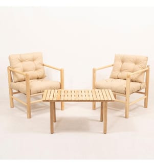 Ensemble table et chaises de jardin, 3 pièces, crème, 100% CHESNUT