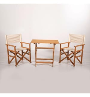 Ensemble table et chaises de jardin, 3 pièces, crème, 100% bois de charme