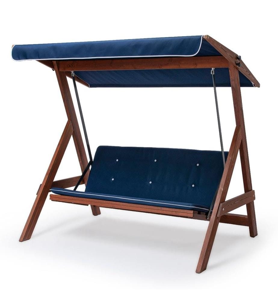 Sedia a dondolo tripla da giardino, blu navy, struttura: 100% PINO