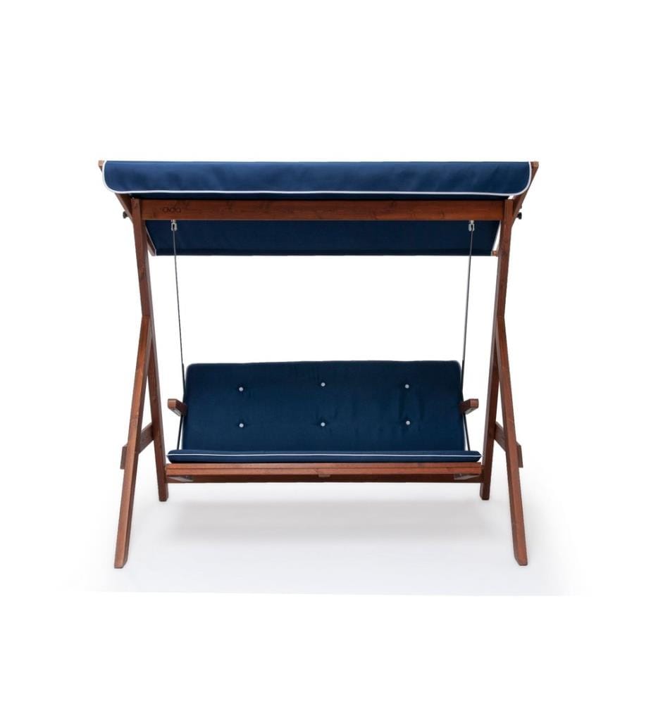 Sedia a dondolo tripla da giardino, blu navy, struttura: 100% PINO